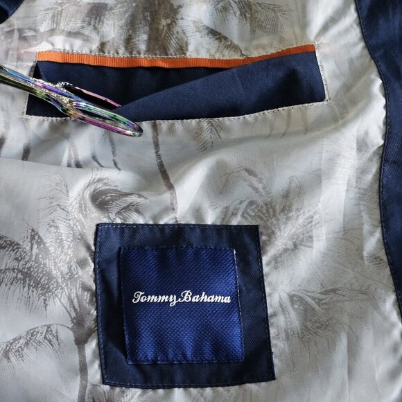 Tommy Bahama Jacket Mens M Navy Cotton Nylon Full Zip Lined Windbreaker Pockets - Picture 10 of 16